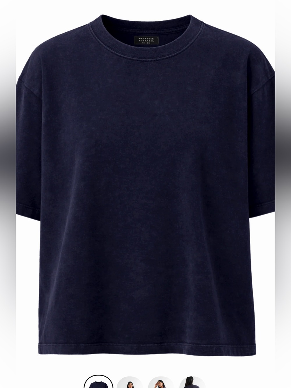 Brunette The Label Navy Boxy Tee size S/M.